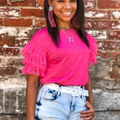 Gypsy Waltz New Jewett Ruffle Sleeve Top In Pink 12 Gypsy Waltz New Jewett Ruffle Sleeve Top In Pink