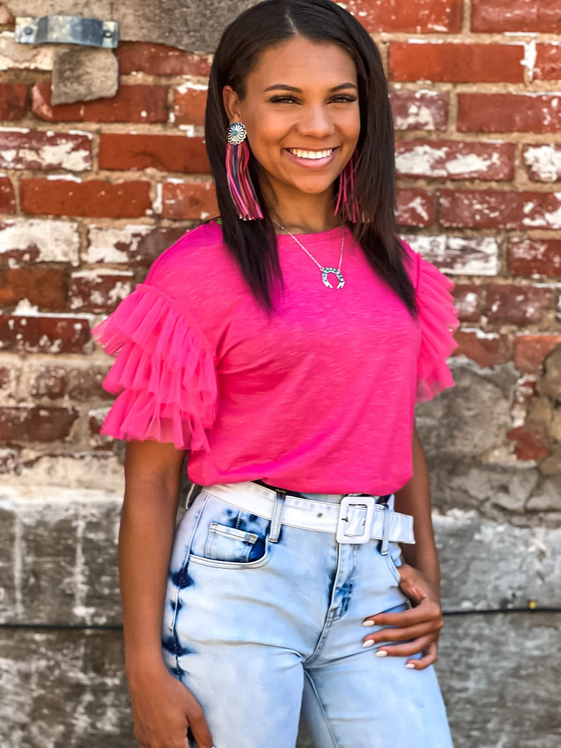 Gypsy Waltz New Jewett Ruffle Sleeve Top In Pink 6 Gypsy Waltz New Jewett Ruffle Sleeve Top In Pink