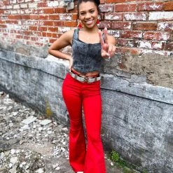 Gypsy Waltz New Lubbock Top In Black Acid Wash