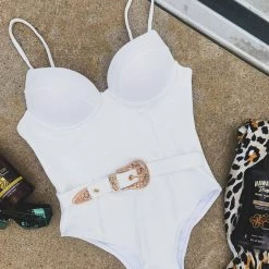 Gypsy Waltz Clothing Palmview One Piece Bathing Suit In White