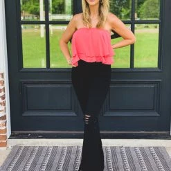 Apple Tree Apparel The Waco Topp In Coral Clearance