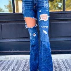 GJG Clothing The Daisetta Bell Bottoms In Dark Wash