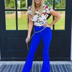 Gypsy Waltz Ropesville Bell Bottoms In Royal Blue