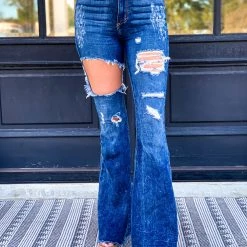 GJG Clothing The Daisetta Bell Bottoms In Dark Wash