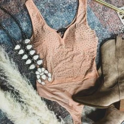 Gypsy Waltz Electra Rhinestone Body Suit In Nude