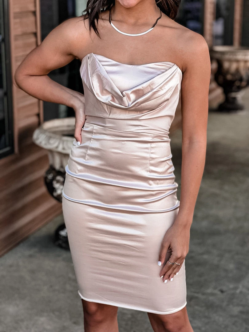 Gypsy Waltz Marshall Champagne Satin Dress 7 Gypsy Waltz Marshall Champagne Satin Dress