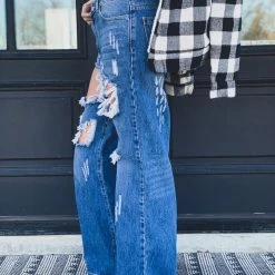 Uniq Inc The Bandera Wide Leg Pant In Dark Wash Clearance