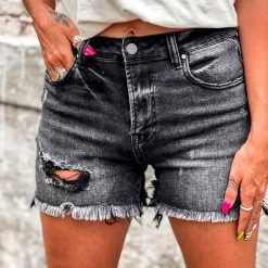 Gypsy Waltz New Montgomery Denim Shorts In Black 12 Gypsy Waltz New Montgomery Denim Shorts In Black