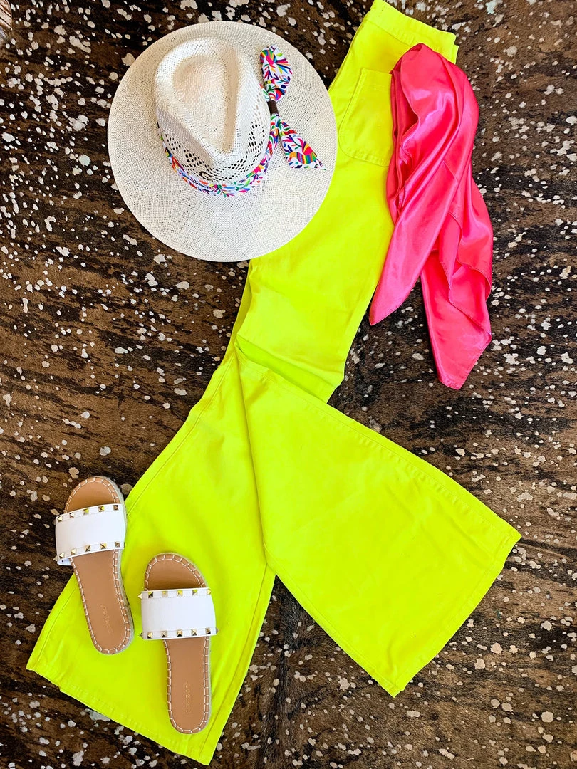 Gypsy Waltz Ropesville Bell Bottoms In Neon Yellow 6 Gypsy Waltz Ropesville Bell Bottoms In Neon Yellow