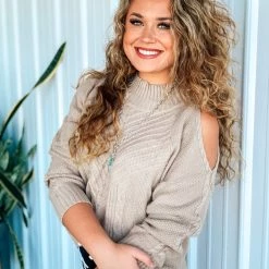 Miss Sparkling The Tioga Sweater In Taupe Clothing 13 Miss Sparkling The Tioga Sweater In Taupe Clothing