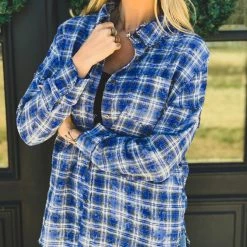 La Mel The Rowlett Flannel In Cobalt Blue Clearance 20 La Mel The Rowlett Flannel In Cobalt Blue Clearance