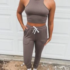 Capella SCREENBUSTER Ruched Two Piece Set In Taupe Special Daily Deals