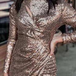 Gypsy Waltz Kirby Rose Gold Sequin Dress Clothing