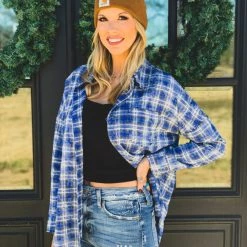 La Mel The Rowlett Flannel In Cobalt Blue Clearance