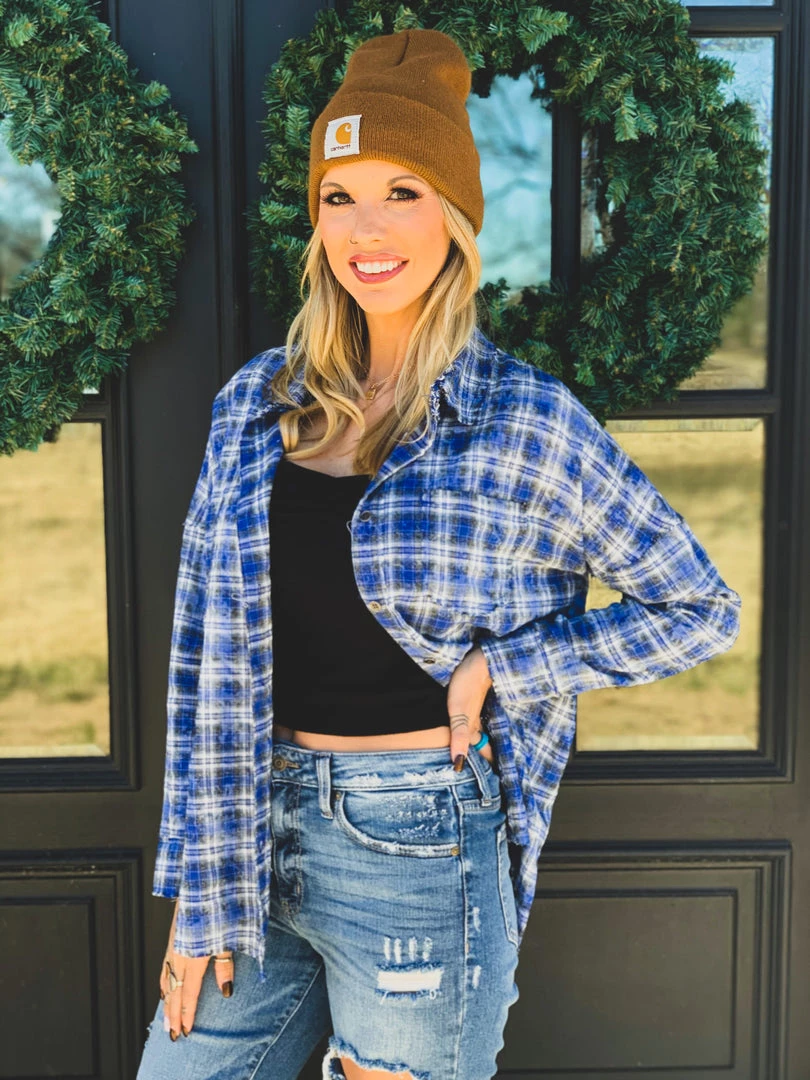La Mel The Rowlett Flannel In Cobalt Blue Clearance 4 La Mel The Rowlett Flannel In Cobalt Blue Clearance