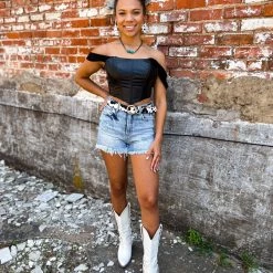 Gypsy Waltz New Rankin Leather Top In Black