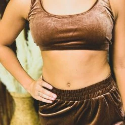 Better Be SCREENBUSTER Velvet Crop Bralette In Brown Special Daily Deals