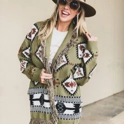 La Mel The Four Corners Cardigan In Olive Clothing