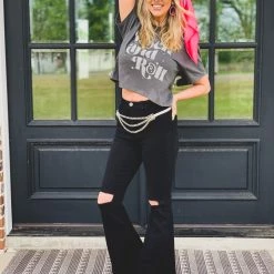 Gypsy Waltz Distressed BLACK Ropesville MAGIC Bell Bottoms Clothing