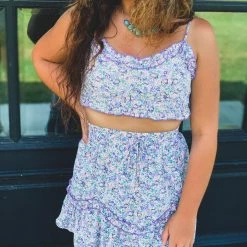 Gypsy Waltz Garland Two Piece Set In Lavender