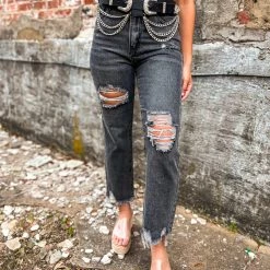 Gypsy Waltz Clothing Medina Vintage Black Distressed Jeans