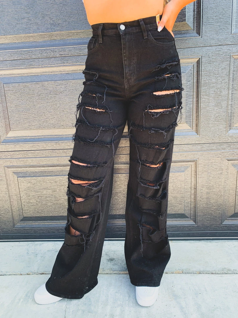 Gypsy Waltz Annona Black Distressed Wide Leg Jeans Clothing 5 Gypsy Waltz Annona Black Distressed Wide Leg Jeans Clothing
