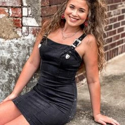 Gypsy Waltz Red Lick Denim Buckle Dress In Black 21 Gypsy Waltz Red Lick Denim Buckle Dress In Black