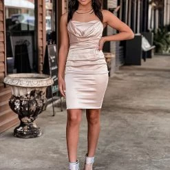 Gypsy Waltz Marshall Champagne Satin Dress 11 Gypsy Waltz Marshall Champagne Satin Dress