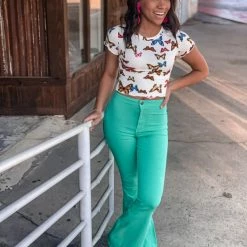 Gypsy Waltz Clothing Ropesville Bell Bottoms In Turquoise