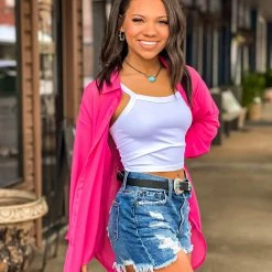 Gypsy Waltz Henrietta Pink Sheer Button Up Top