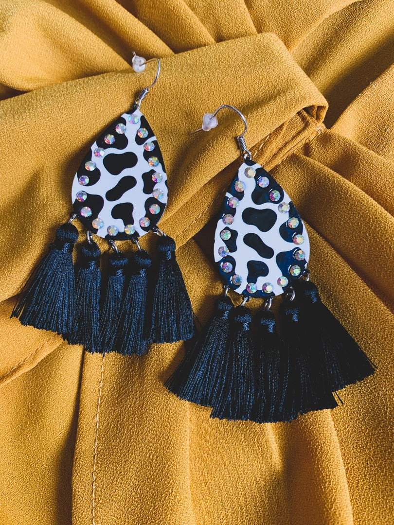 Gypsy Waltz New Jayton Cow Print Earrings 4 Gypsy Waltz New Jayton Cow Print Earrings