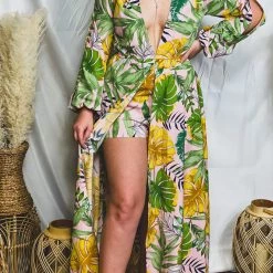 Gypsy Waltz Edgewater Tropical Maxi Romper Clothing