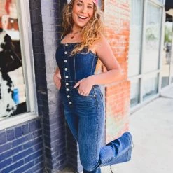 Gypsy Waltz New Rollingwood Button Down Denim Jumpsuit