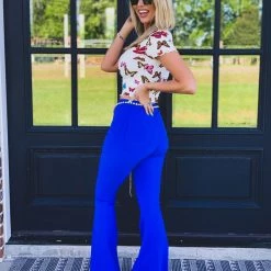 Gypsy Waltz Ropesville Bell Bottoms In Royal Blue