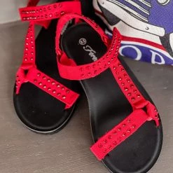 Dayday Fashion New Seymour Studded Sandals In Red