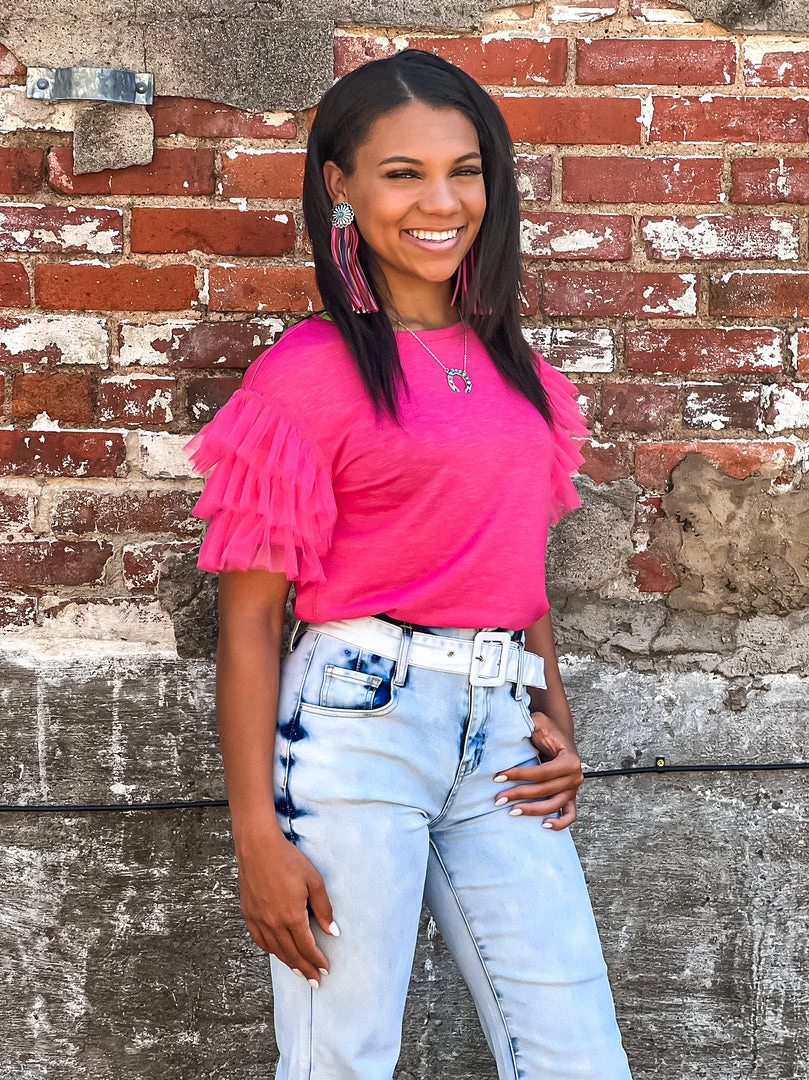 Gypsy Waltz New Jewett Ruffle Sleeve Top In Pink 9 Gypsy Waltz New Jewett Ruffle Sleeve Top In Pink