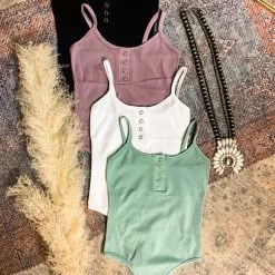 Dynamic Fashion Tops Trenton Button Down Body Suit (4 Colors)