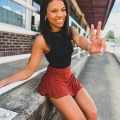 Gypsy Waltz Hallsville Athletic Skirt In Terracotta New