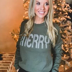Albama Threads Wholesale Special Daily Deals DAILY DEAL Olive Long Sleeve MERRY Tee (S-2X) 11 Albama Threads Wholesale Special Daily Deals DAILY DEAL Olive Long Sleeve MERRY Tee (S-2X)