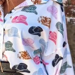 Gypsy Waltz Tulsita Cowboy Hat Button Down Top New