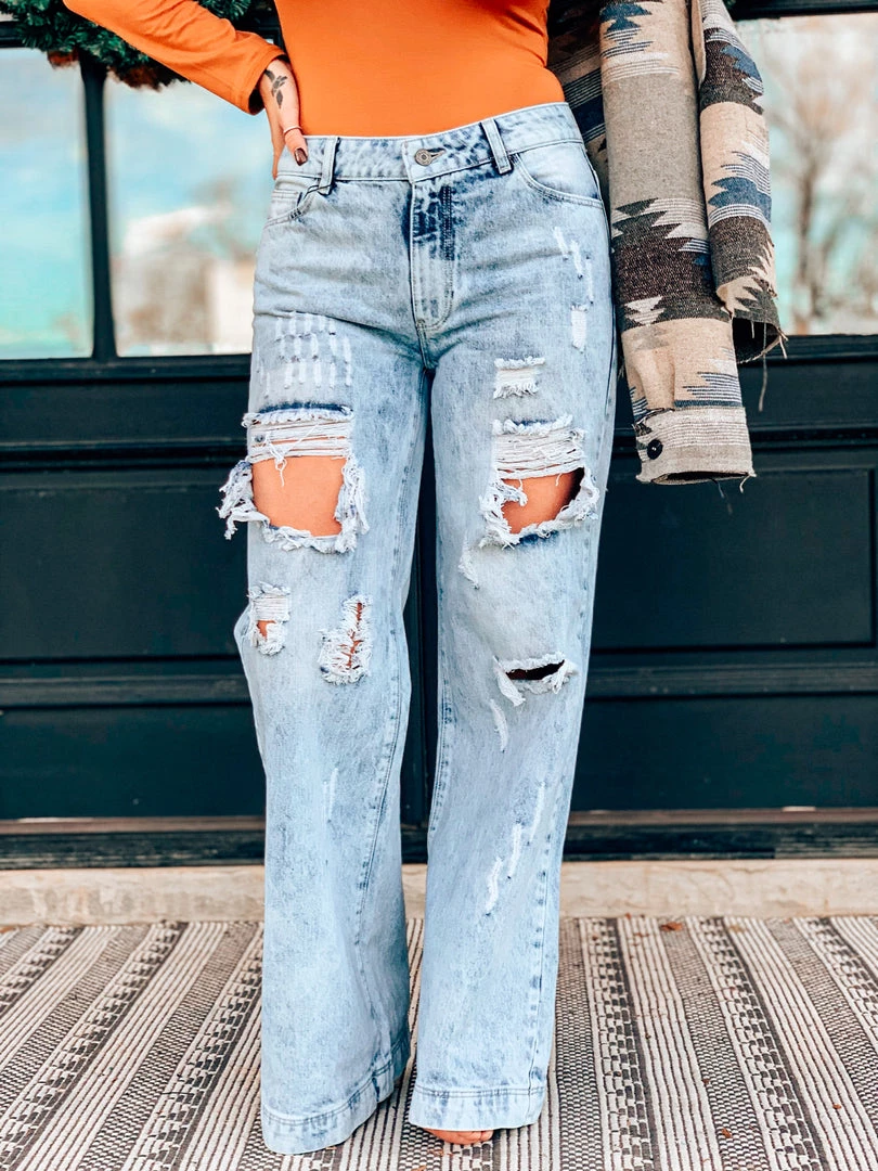 Uniq Inc The Bandera Wide Leg Pant In Acid Wash Clearance 6 Uniq Inc The Bandera Wide Leg Pant In Acid Wash Clearance