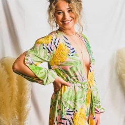 Gypsy Waltz Edgewater Tropical Maxi Romper Clothing