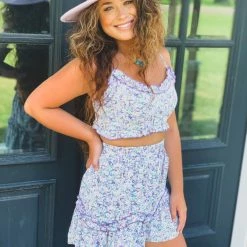 Gypsy Waltz Garland Two Piece Set In Lavender