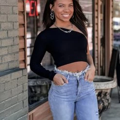 HYFVE Clothing Tyler One Shoulder Top In Black