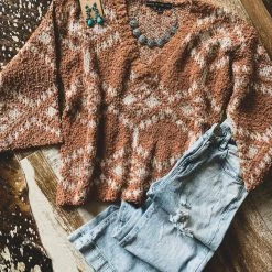 HYFYVE SCREENBUSTER Aztec Knit Sweater In Camel