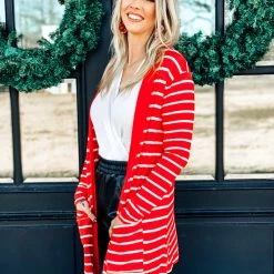 Zenana Clothing The Johnson City Cardigan In Red