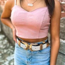 Gypsy Waltz Hearne Rhinestone Top In Pink Clothing