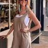 Gypsy Waltz Granbury Linen Romper In Khaki