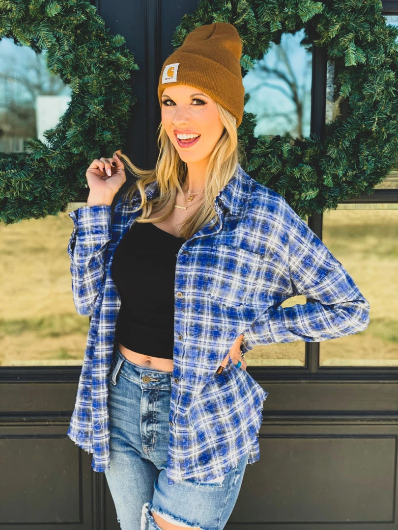 La Mel The Rowlett Flannel In Cobalt Blue Clearance 7 La Mel The Rowlett Flannel In Cobalt Blue Clearance