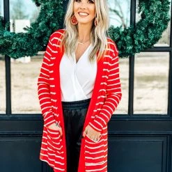 Zenana Clothing The Johnson City Cardigan In Red
